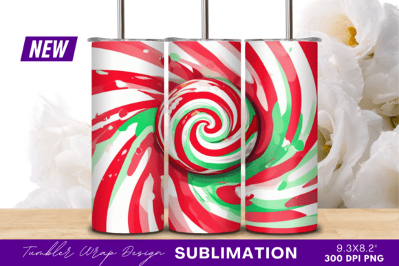 Download Swirling Candy Cane Tumbler Png - Candy Collection