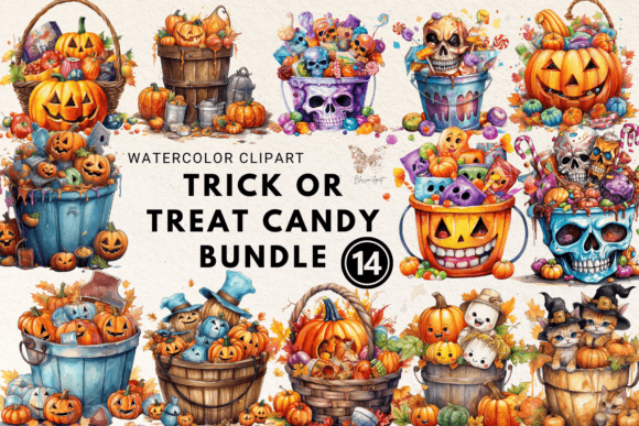 Download Trick or Treat Candy Watercolor Cliparts - Candy Collection