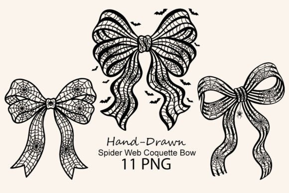 Download Hand-Drawn Spider Web Coquette Bow Png - Spider web Collection