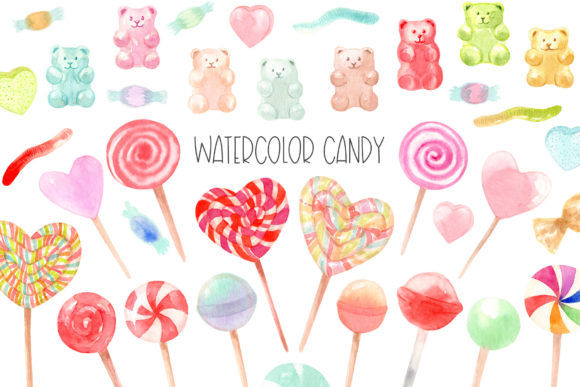Download Watercolor Candy. Valentine's Day - Candy Collection