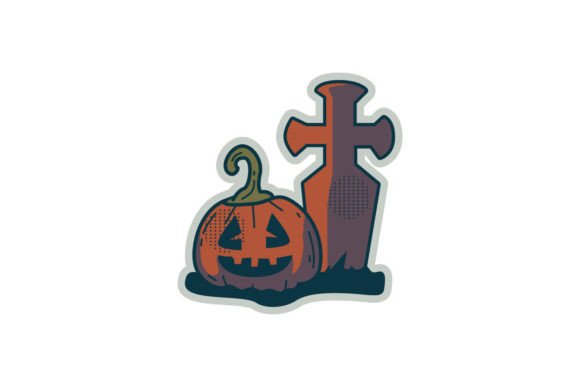 Download Halloween Sticker Pumpkin and Grave - Grave Collection