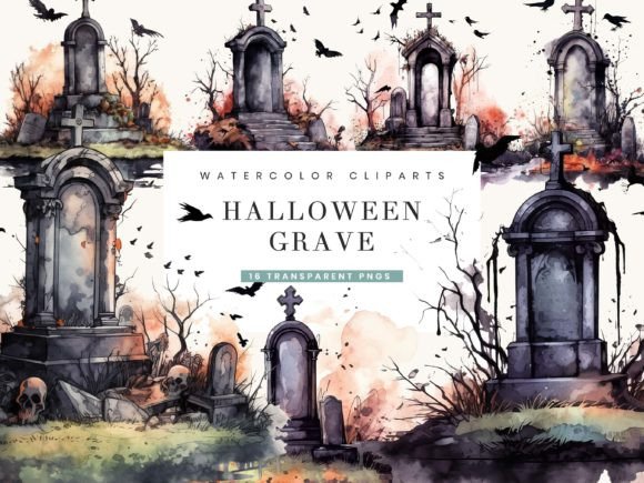 Download Watercolor Halloween Grave Clipart - Grave Collection