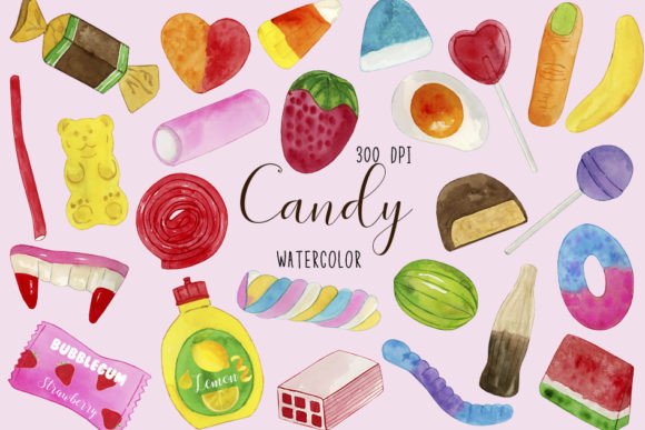 Download Watercolor Candy Clipart, Sweets - Candy Collection