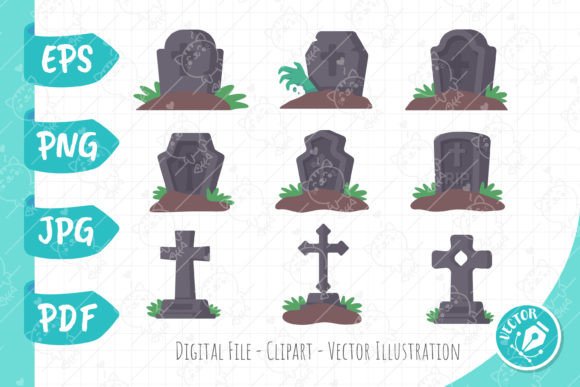 Download Ghost Grave. Graveyard with Stone Crosse - Grave Collection