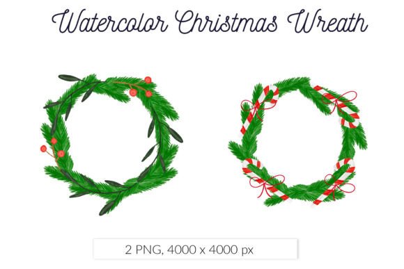 Download Christmas Wreath Watercolor Candy Berry - Candy Collection
